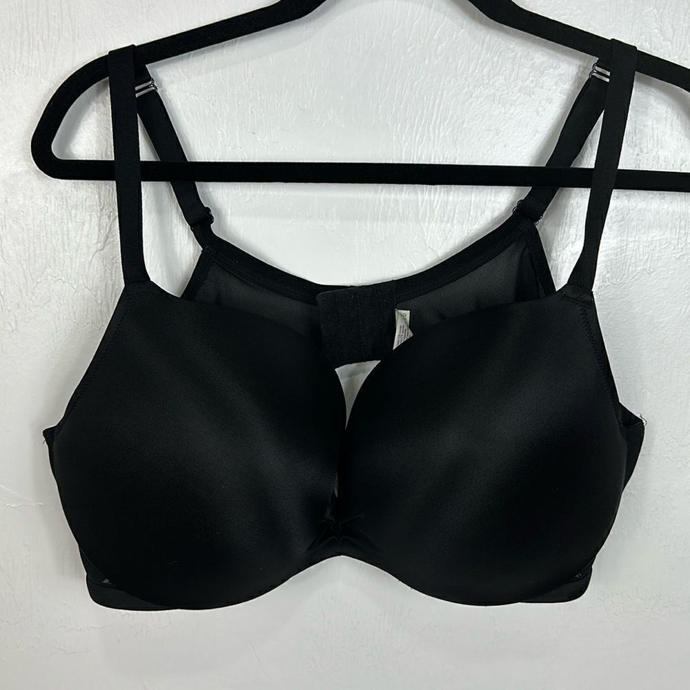 Cacique Black Underwire Plunging Neckline Push Up Bra Size 44D
